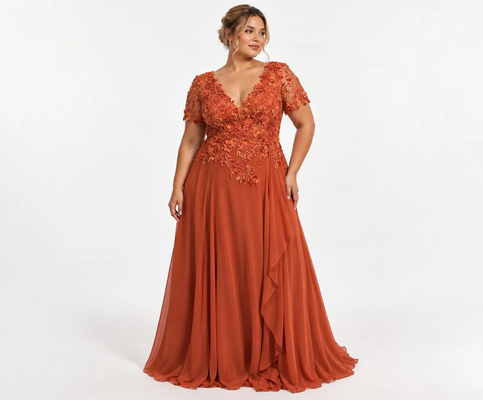 Elegância Terracota em Goffado Floral LE upscale gentle