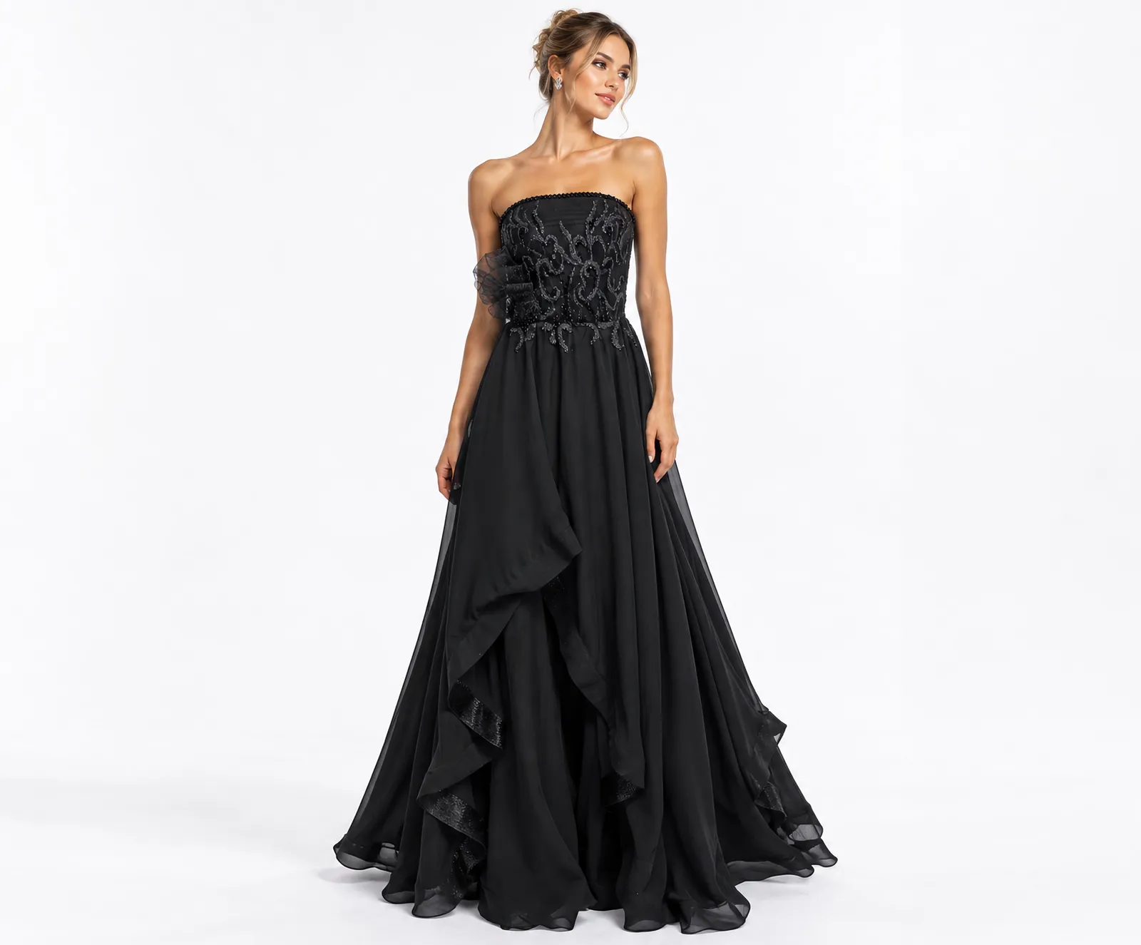 Retrato de Gala em Vestido Preto LE upscale gentle