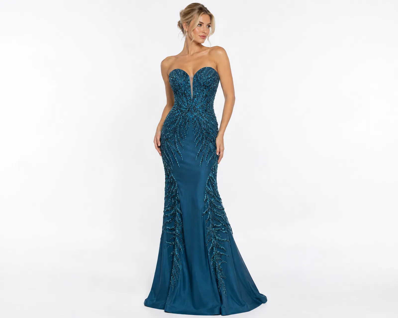 Vestido Teal Bordado em Estúdio LE upscale gentle