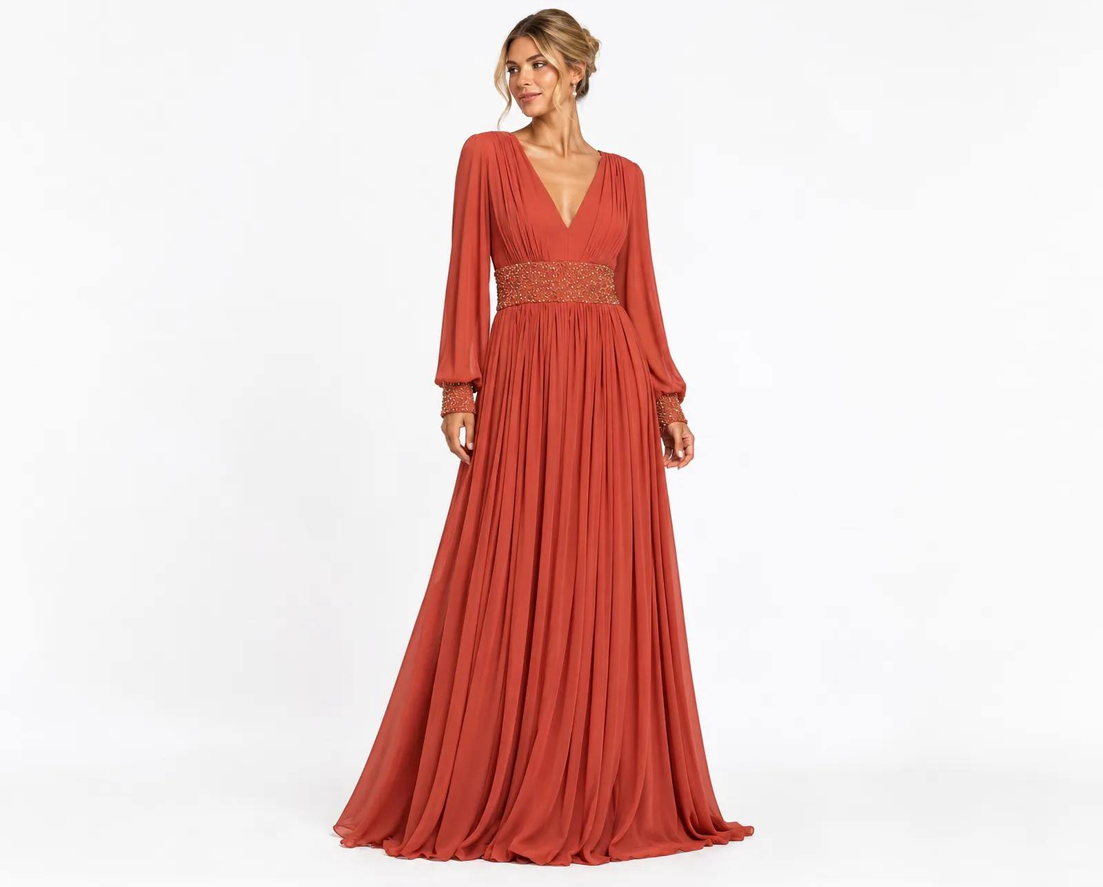 Vestido Terracota com Detalhes Dourados (1) LE upscale gentle