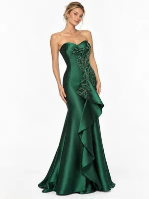 Vestido esmeralda com bordados exuberantes LE upscale gentle